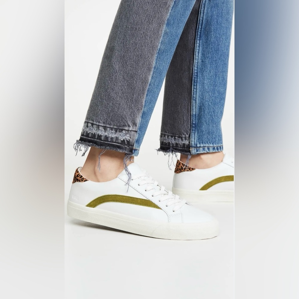 Madewell Sidewalk Low-Top Sneakers White/Leopard Print Size 6.5